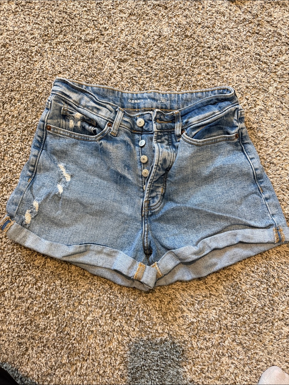Old Navy Light Wash Button-Front Rolled Hem Jean Shorts